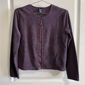 Vintage GAP Women's Deep Purple/Plum Cardigan